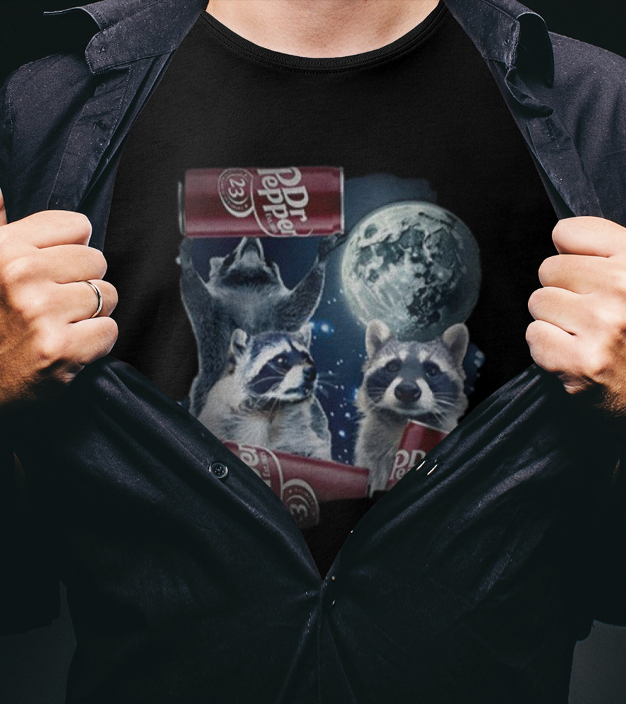 Dr Pepper Raccoons Howling At Moon T-Shirt