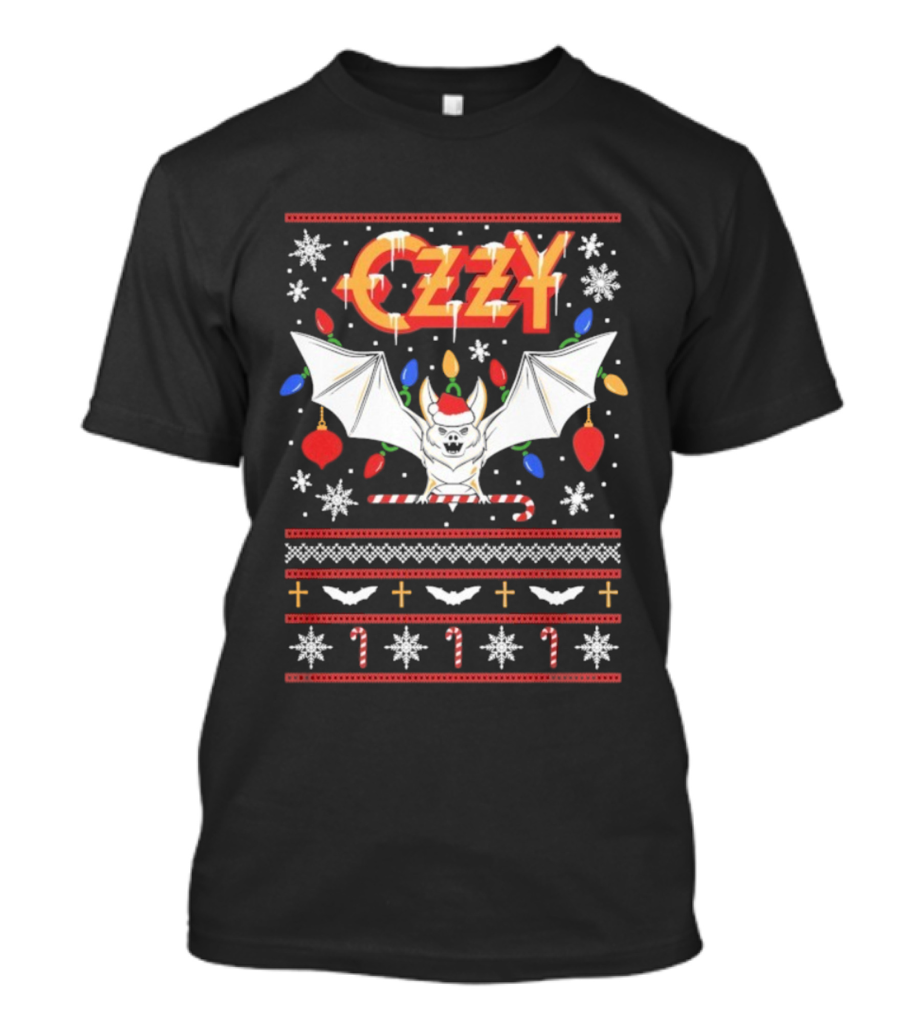 Ozzy Osbourne Christmas Bat Lights Holiday Sweater Style T-Shirt