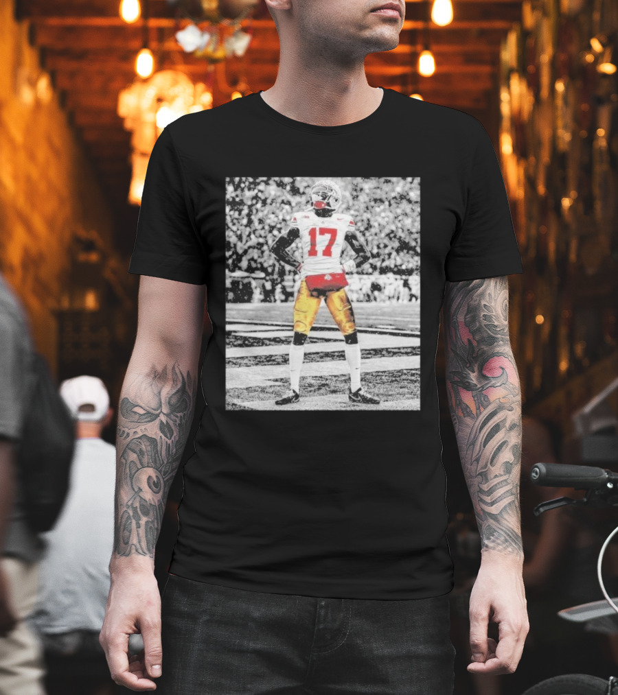 Ohio State Buckeyes Carnell Tate Number 17 Football Action T-Shirt