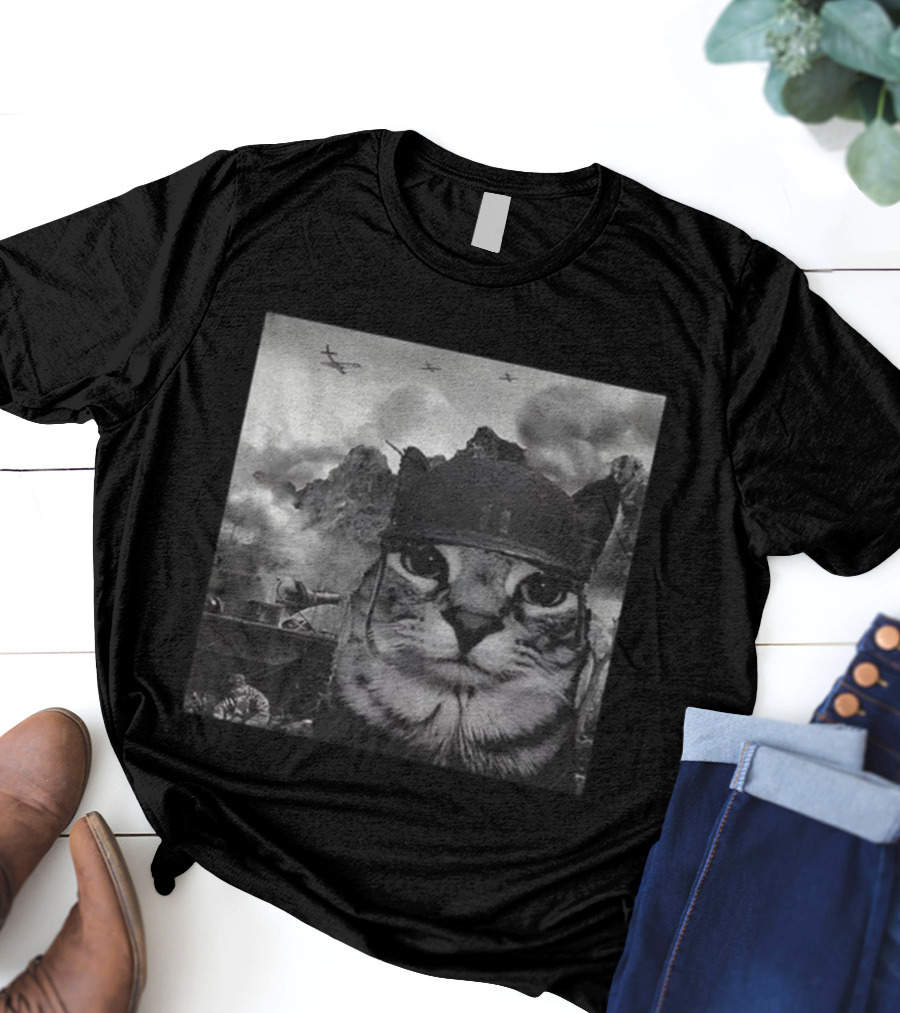 War Cat Kitten Soldier Military Battlefield Meme T-Shirt