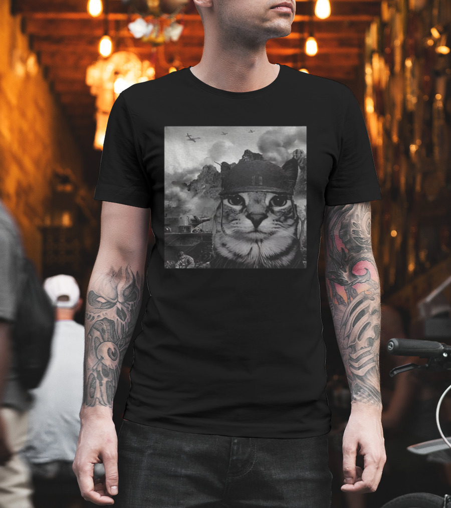 War Cat Kitten Soldier Military Battlefield Meme T-Shirt