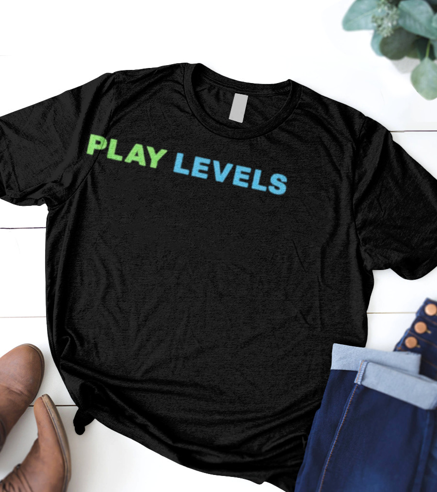 PLAY LEVELS Neon Green And Blue Gamers Aesthetic T-Shirt