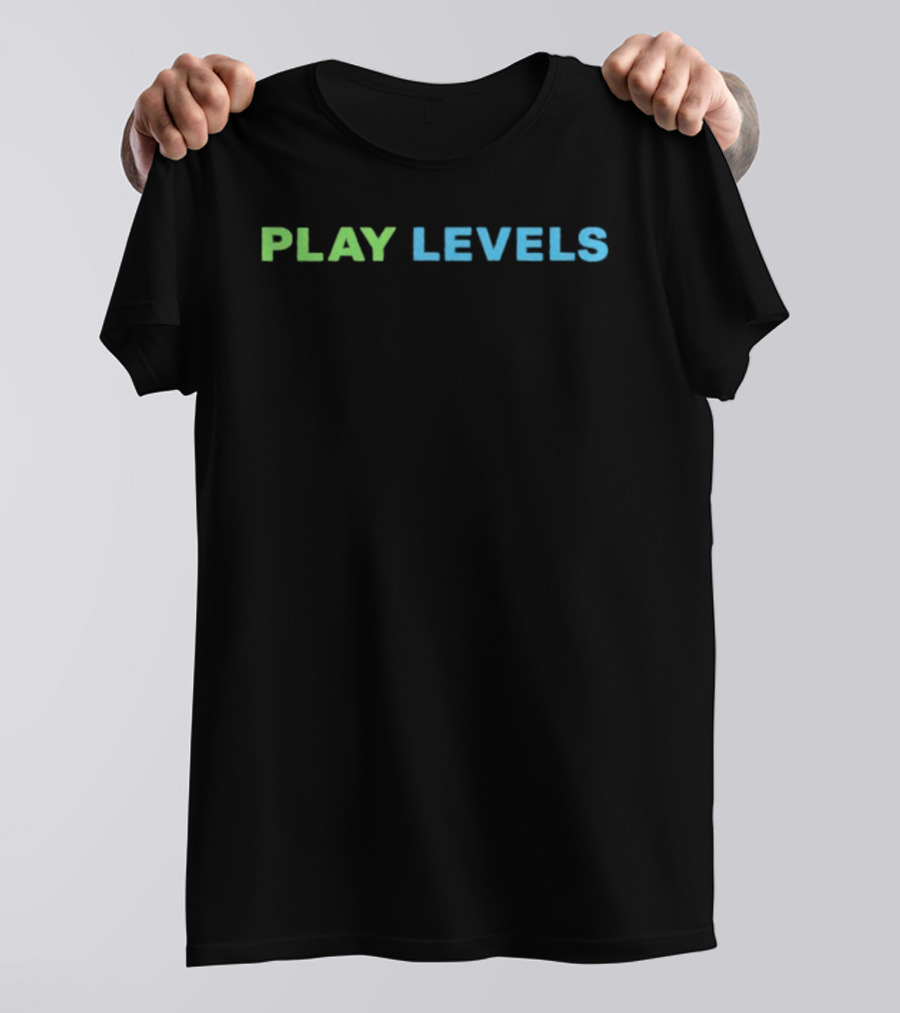PLAY LEVELS Neon Green And Blue Gamers Aesthetic T-Shirt