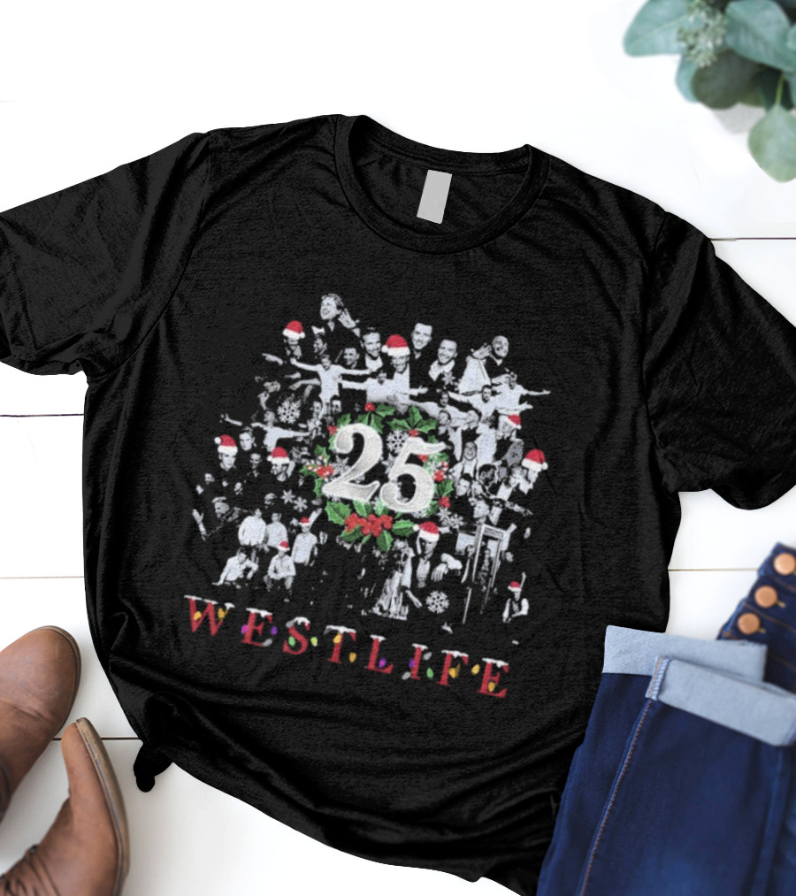 Westlife 25 Ultimate Christmas Celebration With Santa Hats T-Shirt