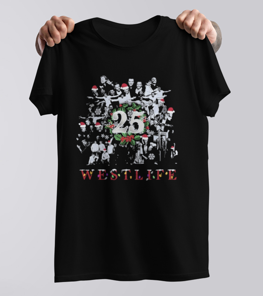 Westlife 25 Ultimate Christmas Celebration With Santa Hats T-Shirt