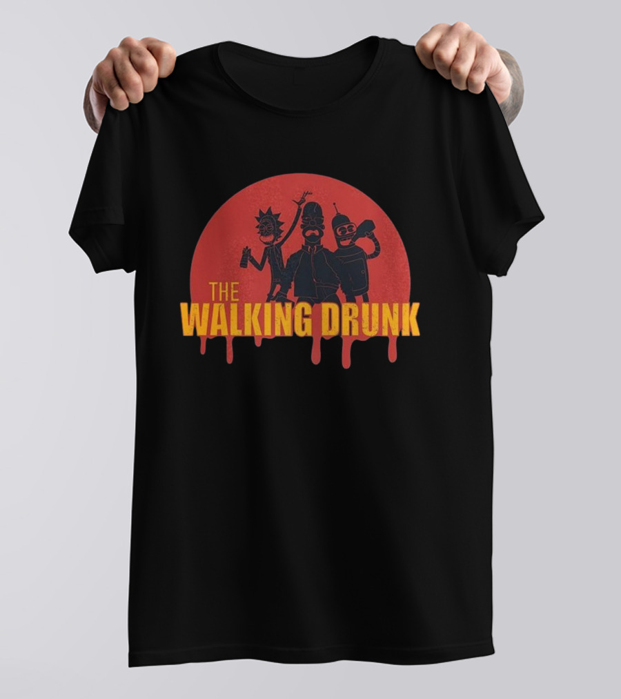 THE WALKING DRUNK CARTOON CHARACTERS FUNNY PARTY STYLE T-Shirt