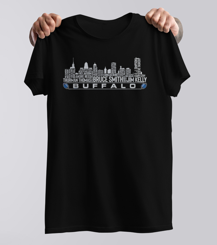 Buffalo Bills NFL City Skyline Bruce Smith Jim Kelly Thurman Thomas Legends T-Shirt