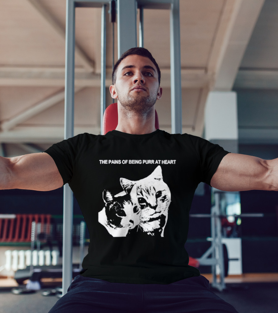 Cat The Pains Of Being Purr At Heart Dual Cat Faces T-Shirt