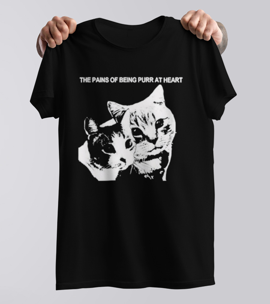Cat The Pains Of Being Purr At Heart Dual Cat Faces T-Shirt