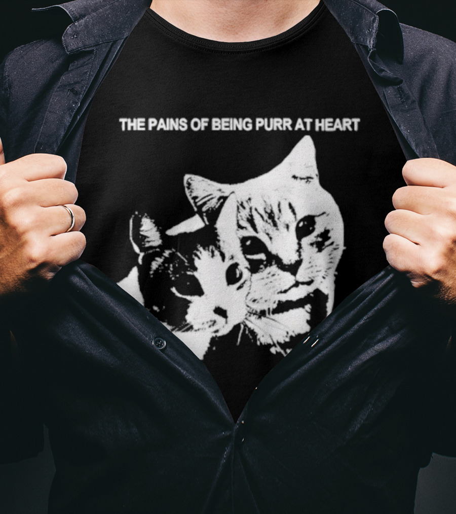 Cat The Pains Of Being Purr At Heart Dual Cat Faces T-Shirt