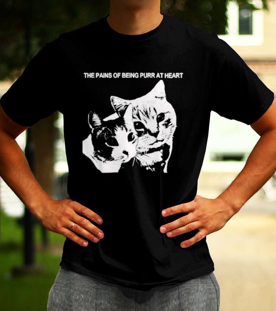 Cat The Pains Of Being Purr At Heart Dual Cat Faces T-Shirt