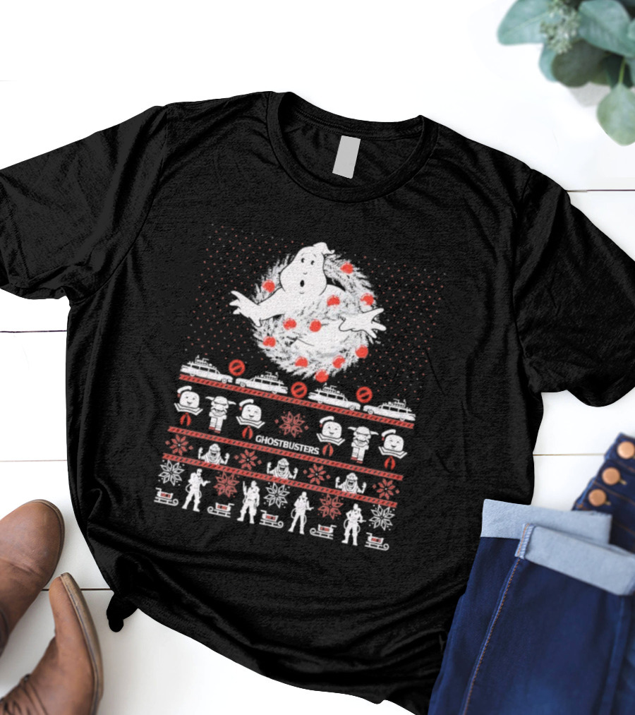 Ghostbusters Tis The Season For Bustin Ugly Christmas Sweater Style T-Shirt