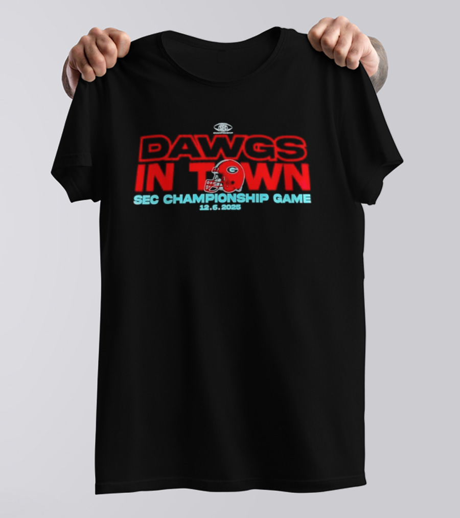 DAWGS IN TOWN SEC Championship Game 12.6.2025 Football Helmet T-Shirt