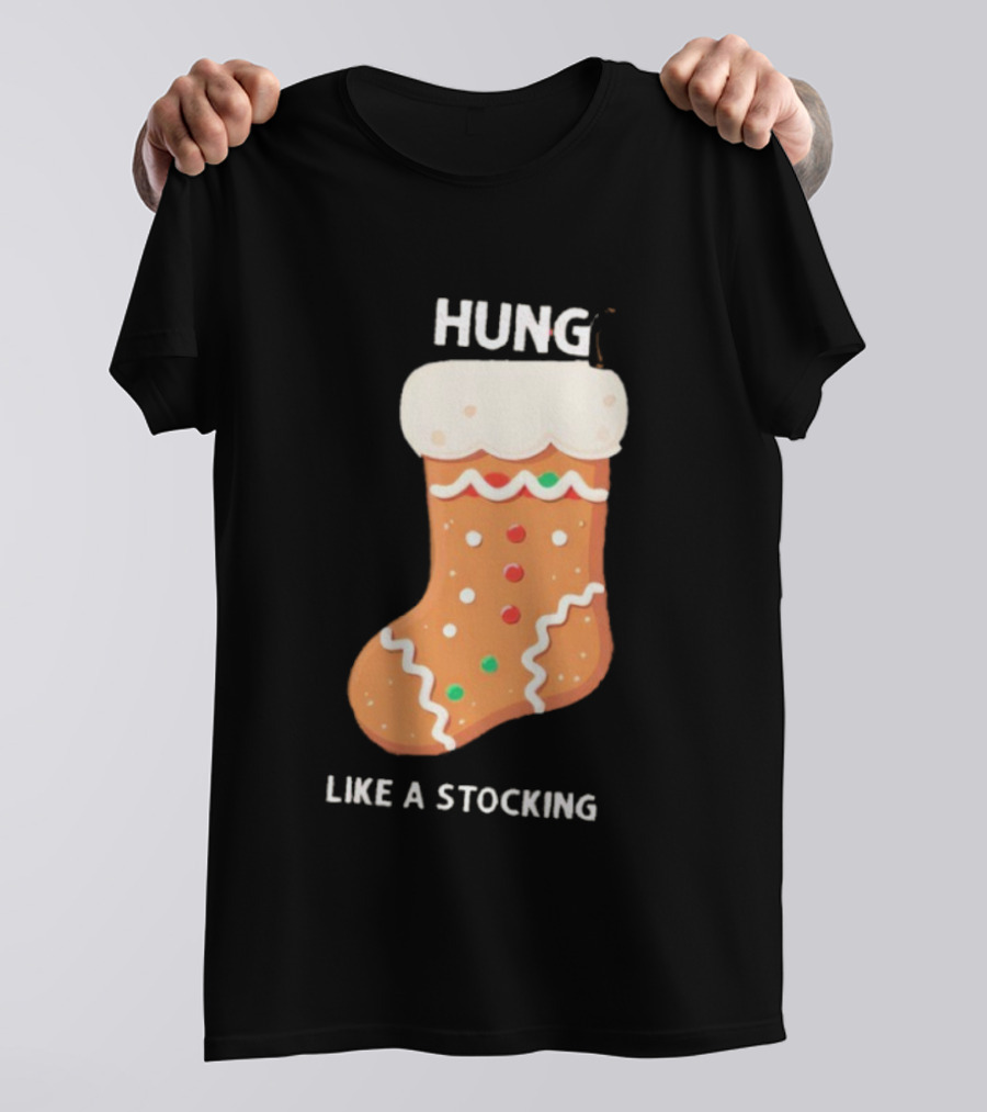 Hung Like A Stocking Gingerbread Christmas T-Shirt