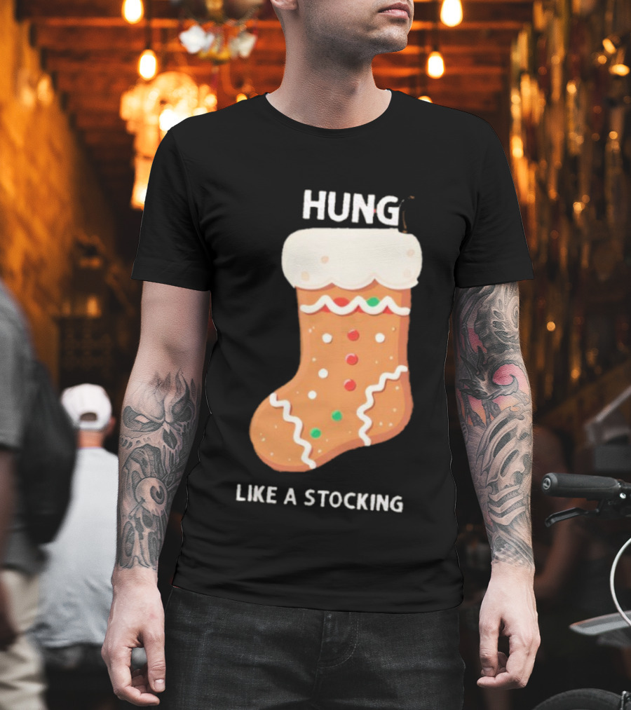 Hung Like A Stocking Gingerbread Christmas T-Shirt