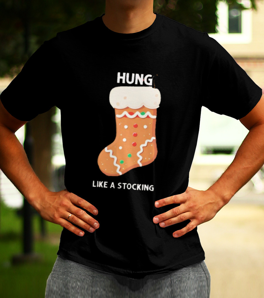 Hung Like A Stocking Gingerbread Christmas T-Shirt