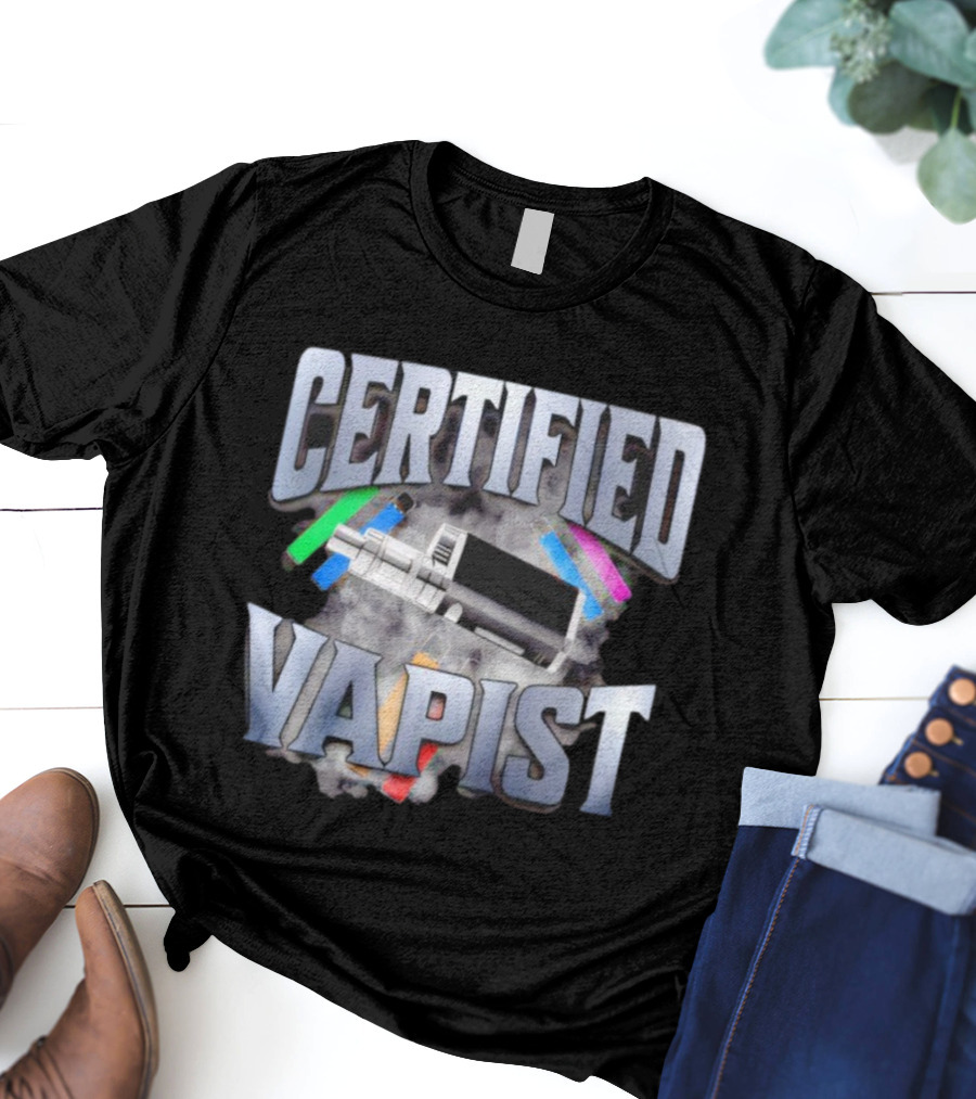 Certified Vapist Vape Cloud With Colorful Devices T-Shirt