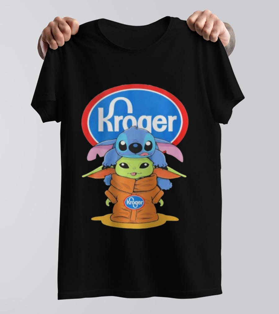 Kroger Baby Stitch And Baby Yoda Fun Illustration T-Shirt