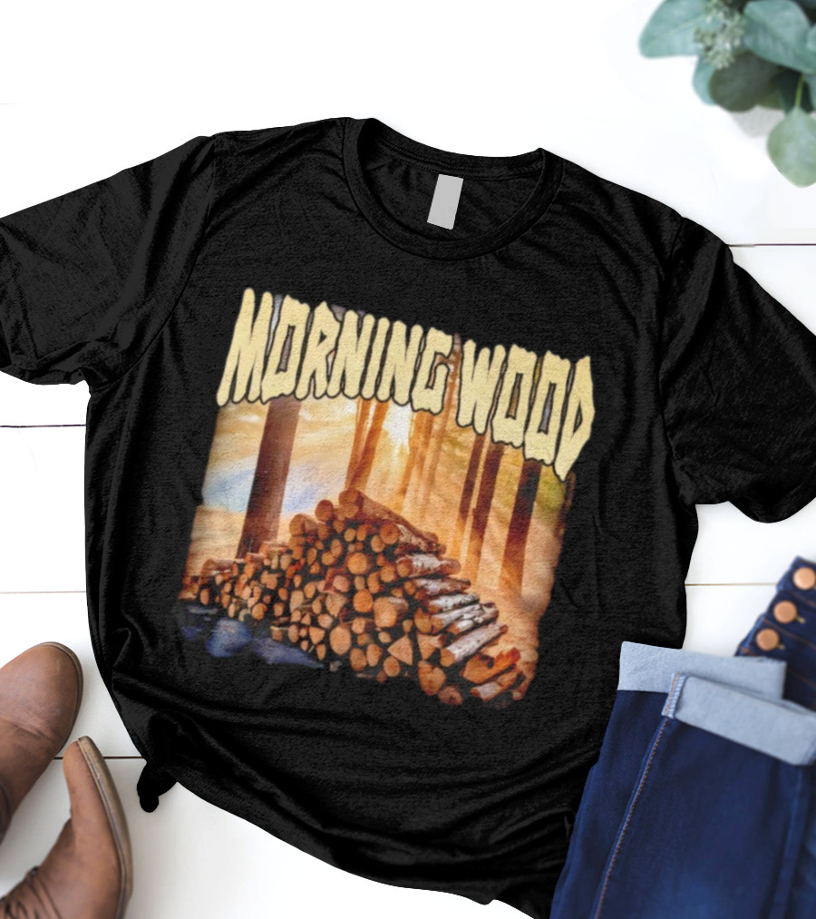 Morning Wood Lumber Stack Forest Sunrise T-Shirt