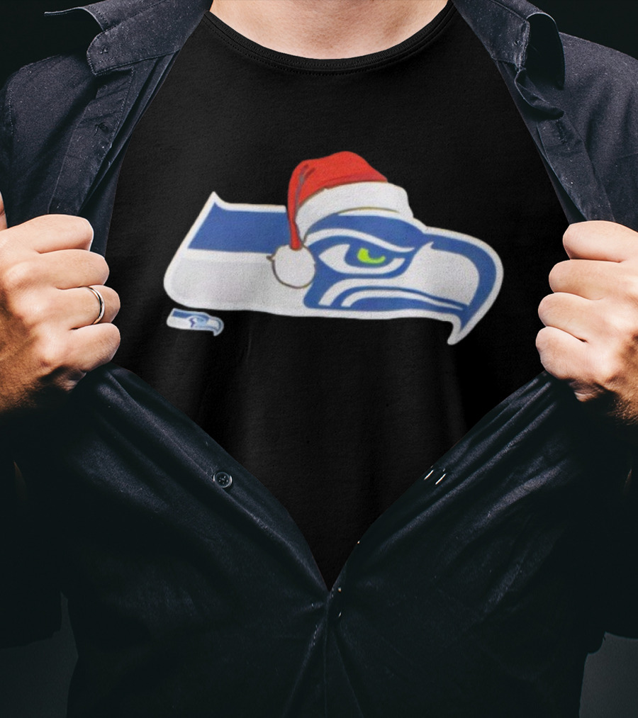 Seattle Seahawks Santa Hat Christmas Team Spirit T-Shirt