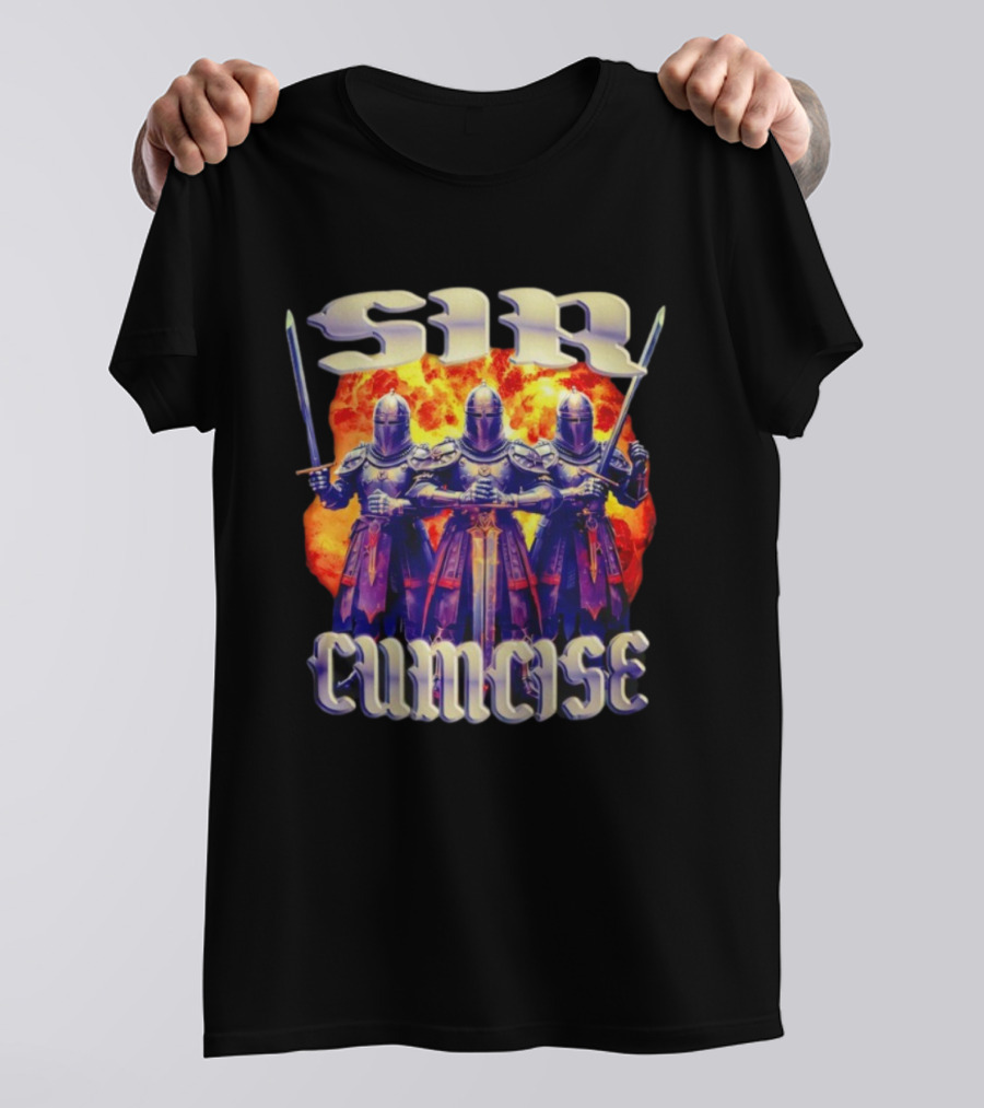 Sir Cumcise Knights Fire Background T-Shirt