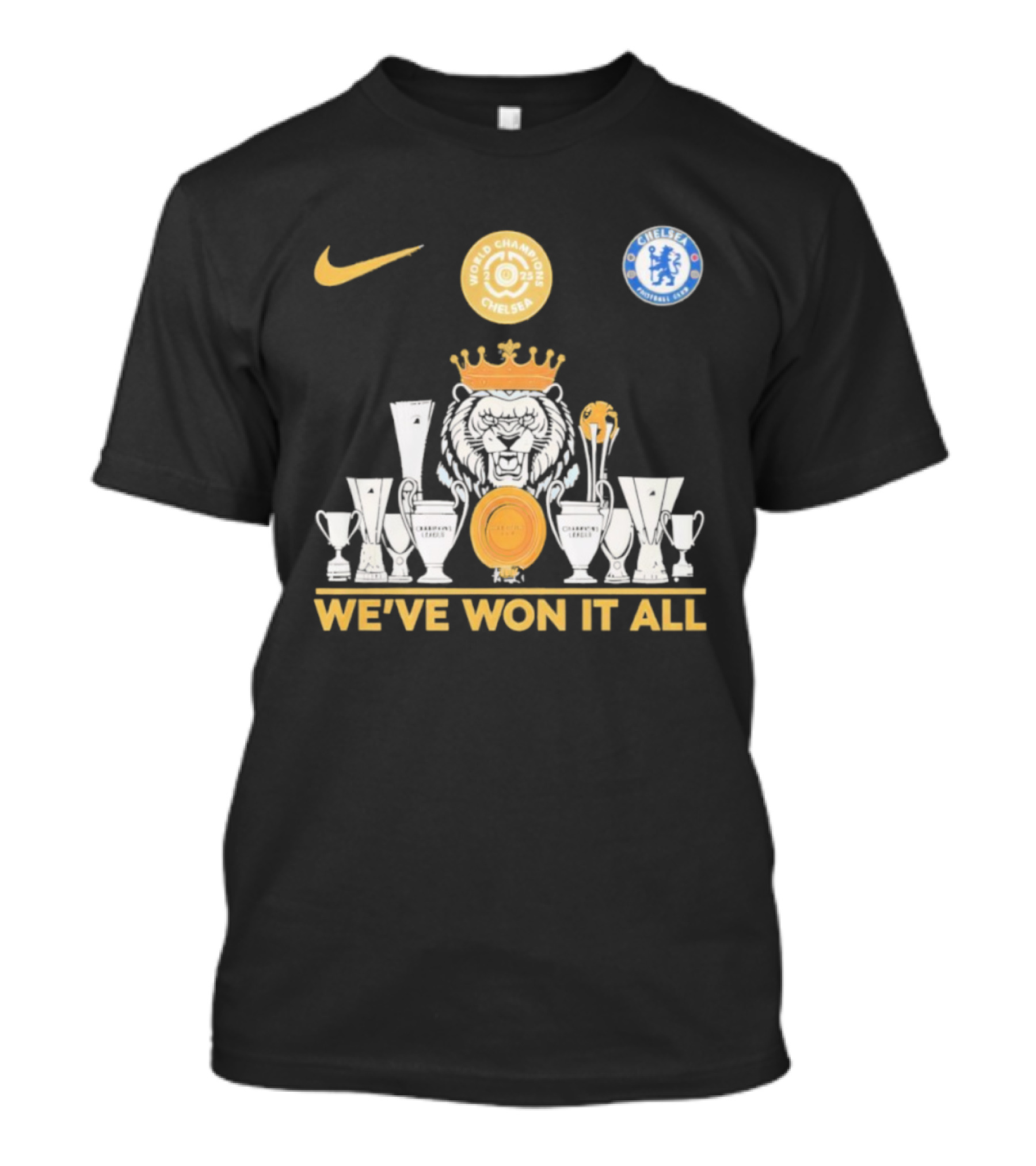 We've Won It All World Champions Chelsea Nike Trophy Collection T-Shirt