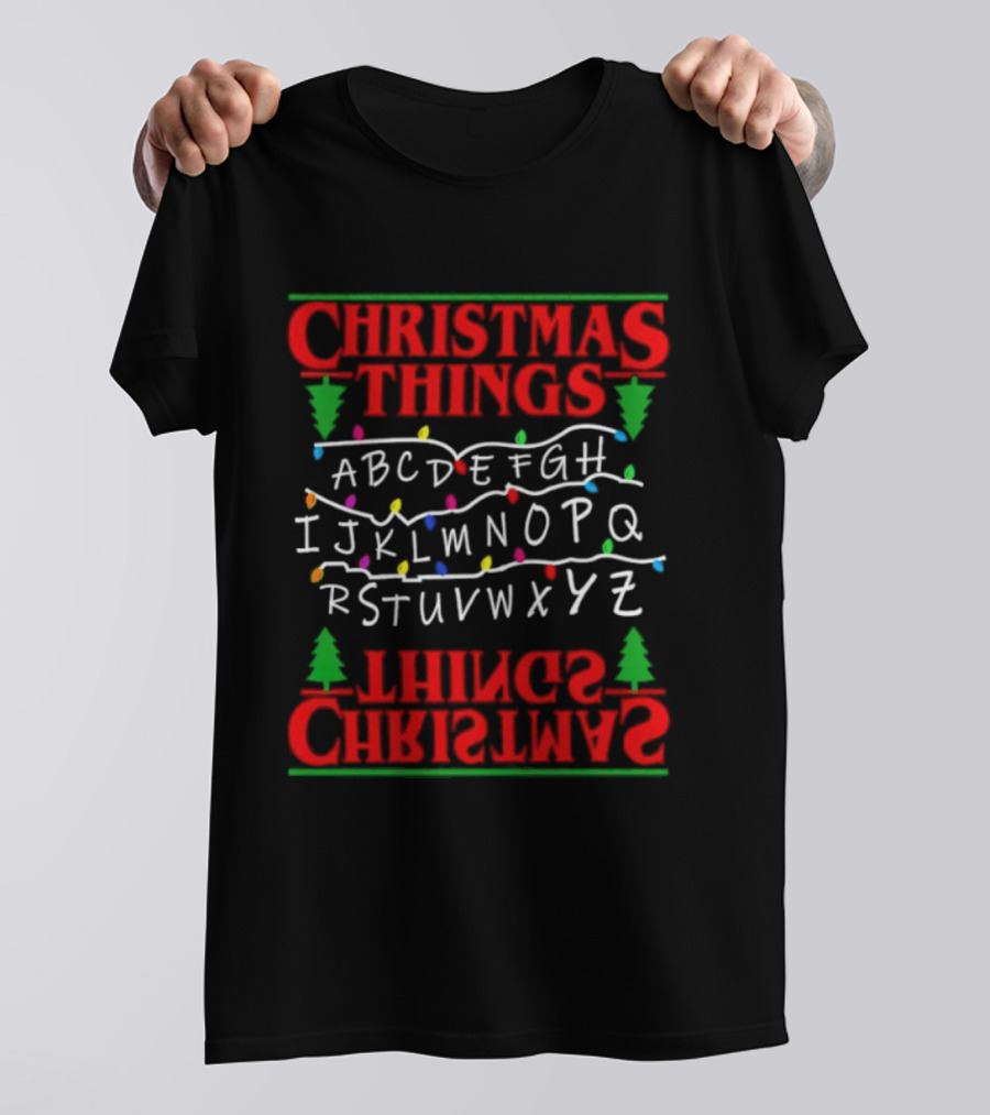 Christmas Things Alphabet ABC Lights Trees T-Shirt