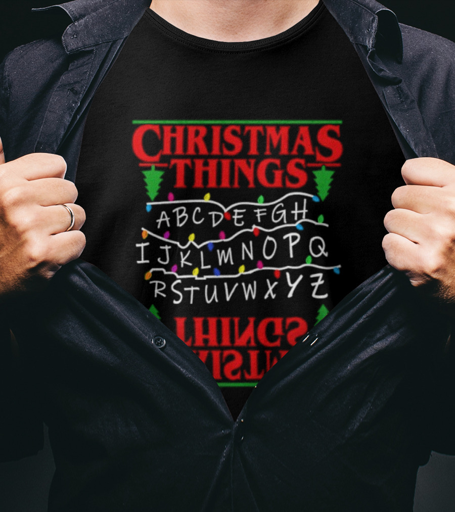 Christmas Things Alphabet ABC Lights Trees T-Shirt