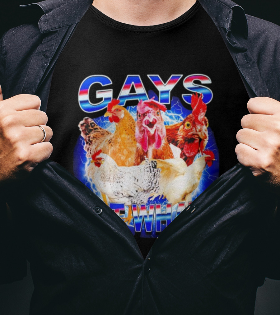 Gay Chicken Gays Eat What Vibrant Rooster Humor T-Shirt