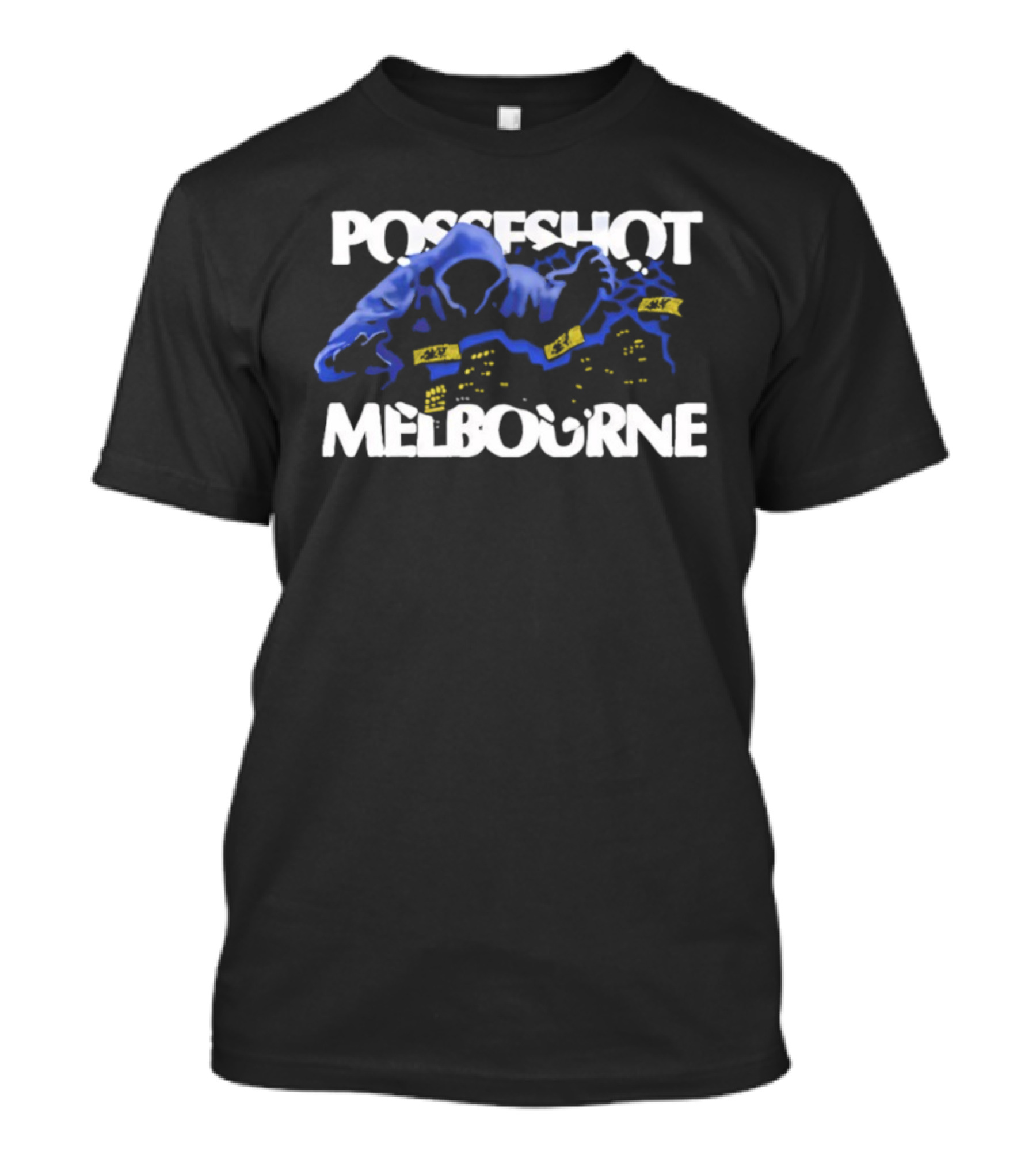 Posseshot Melbourne Ghost Town Blue Smoke Ghostly Cityscape T-Shirt