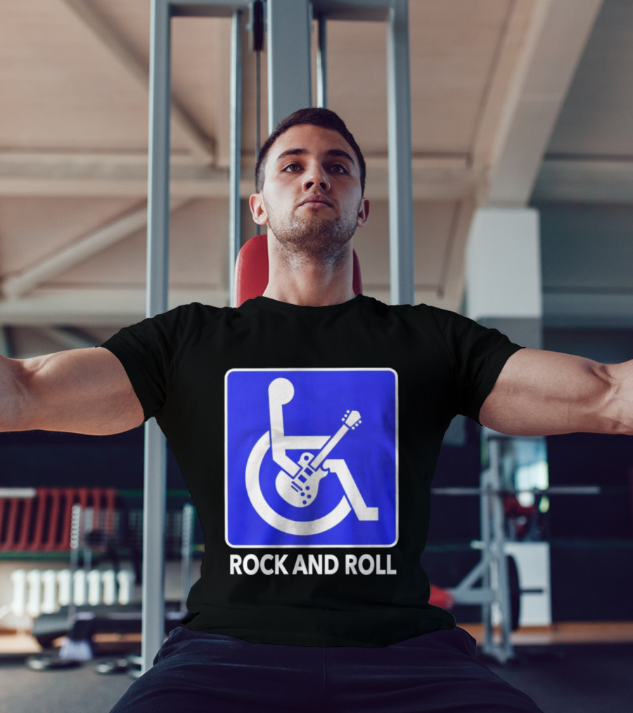 Rock And Roll Wheelchair Guitar Icon T-Shirt