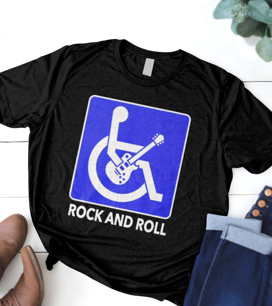 Rock And Roll Wheelchair Guitar Icon T-Shirt