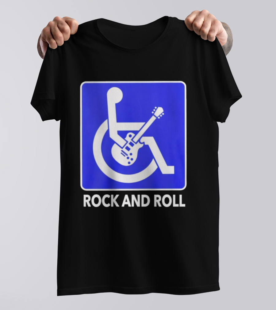 Rock And Roll Wheelchair Guitar Icon T-Shirt