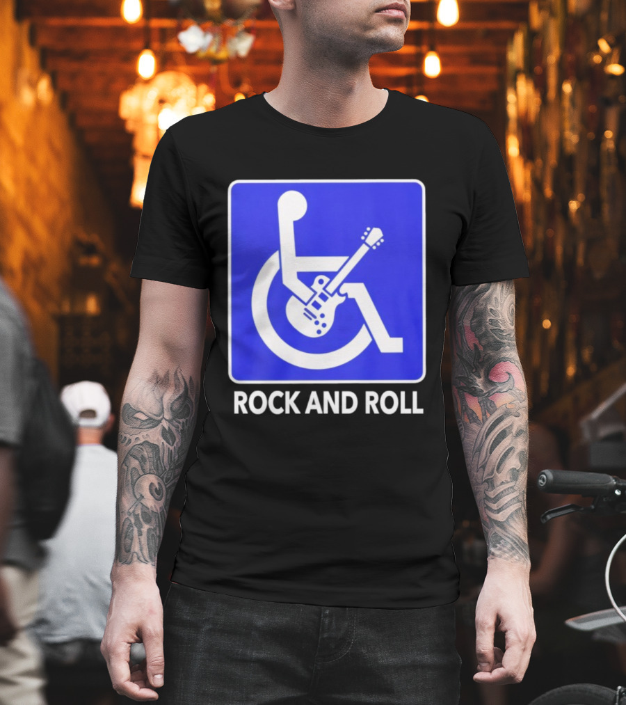 Rock And Roll Wheelchair Guitar Icon T-Shirt
