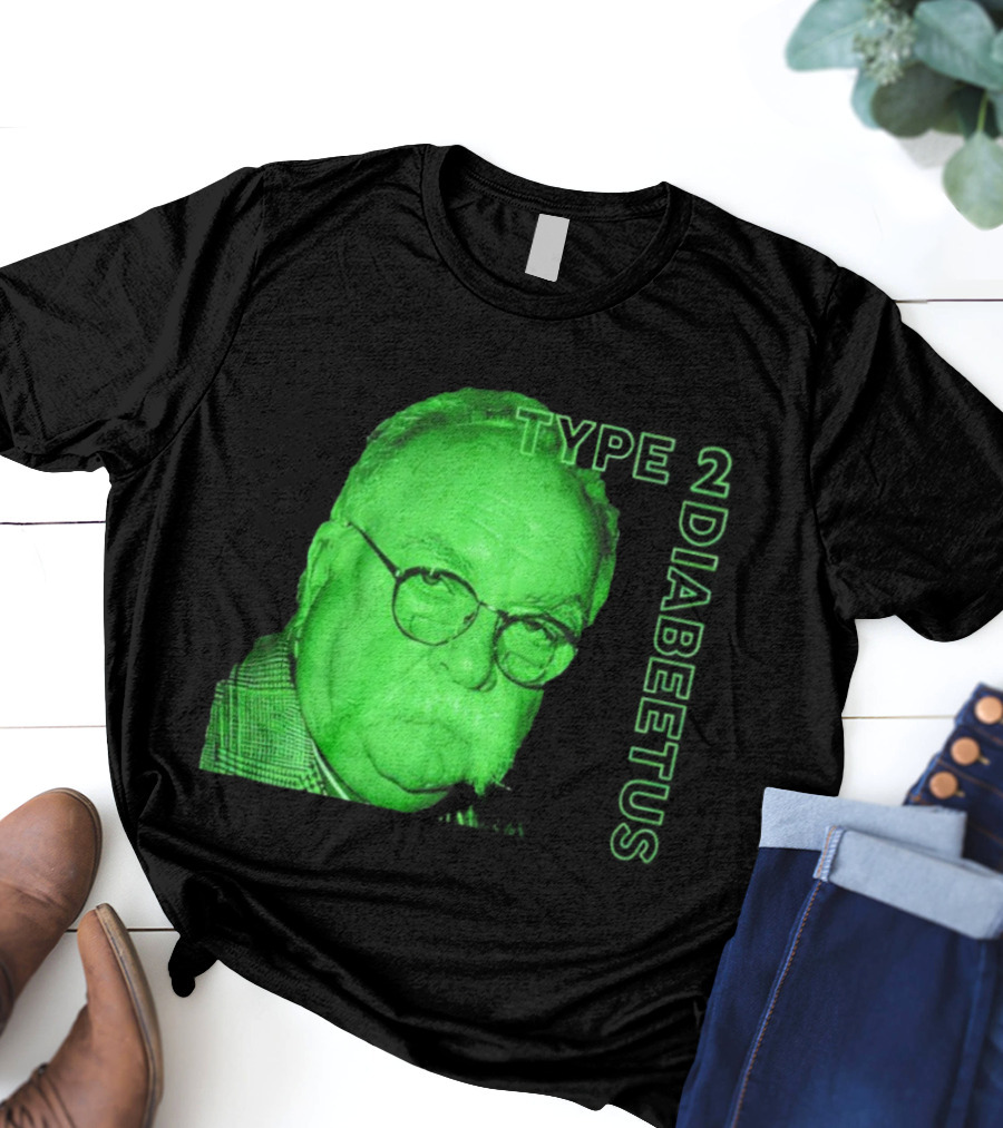 Type 2 Diabetes Wilford Brimley Green Portrait T-Shirt