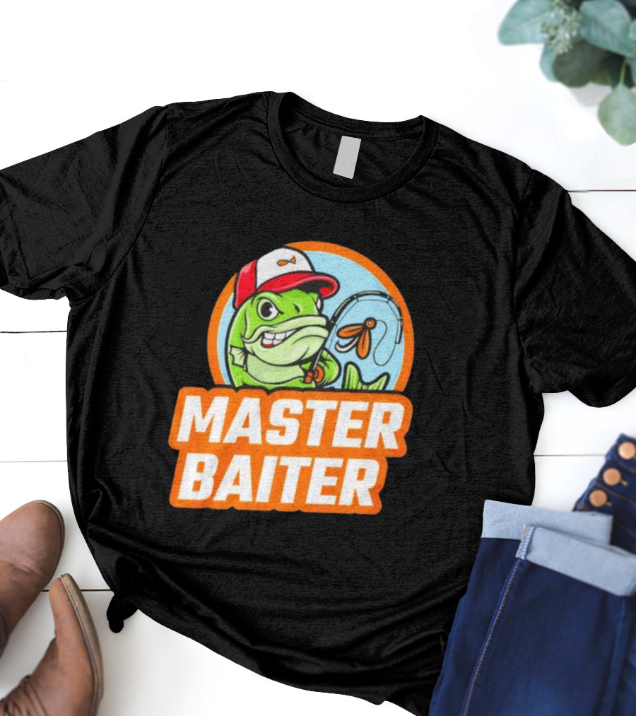 Master Baiter Fish Cartoon Fishing Humor T-Shirt