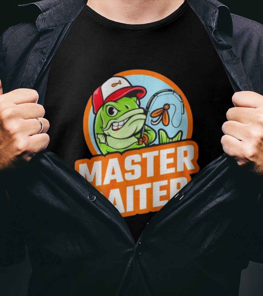 Master Baiter Fish Cartoon Fishing Humor T-Shirt