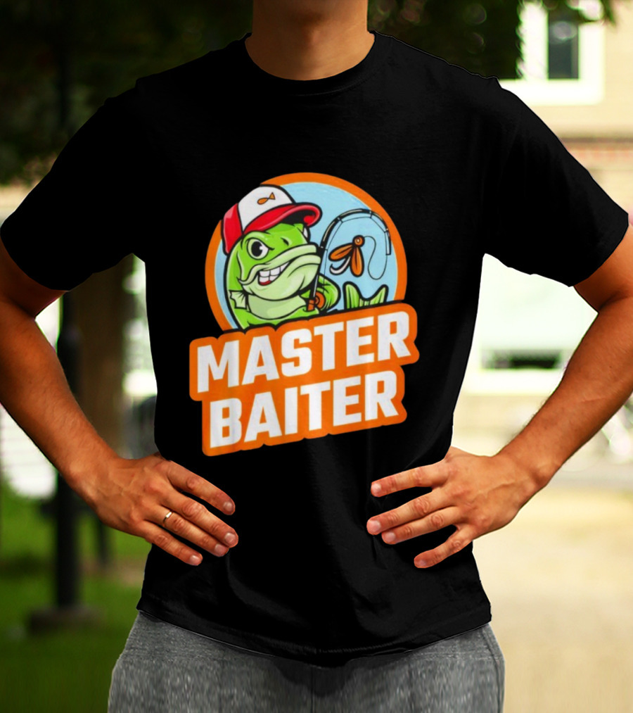 Master Baiter Fish Cartoon Fishing Humor T-Shirt