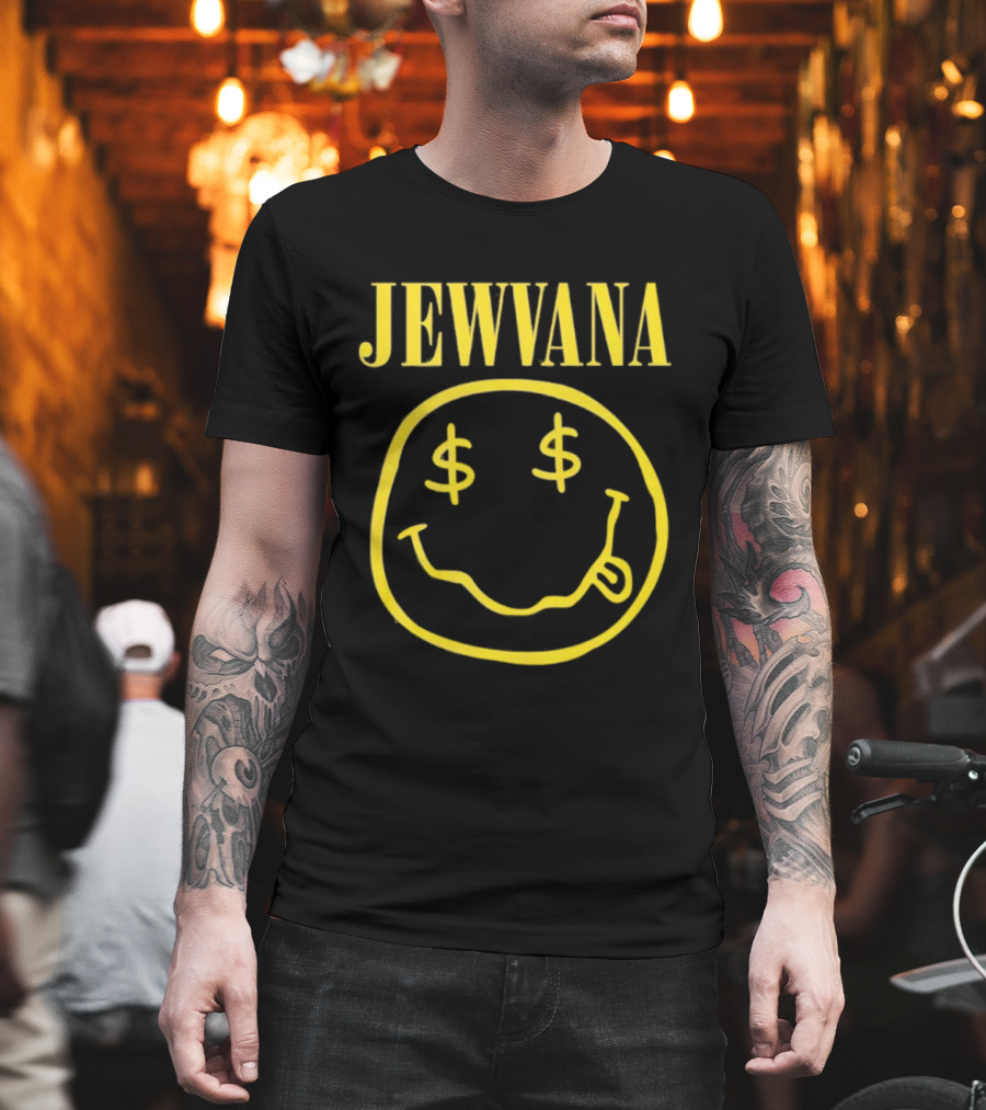 Jewvana Smiley Face Dollar Eyes Nirvana Parody T-Shirt