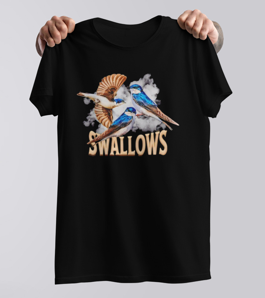 Swallows Hirundinidae Blue Birds Realistic Image T-Shirt