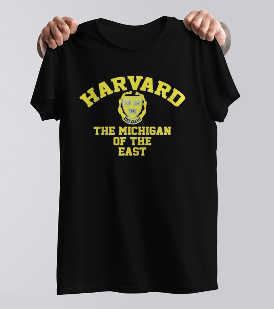 Harvard The Michigan Of The East Yellow Crest Text T-Shirt