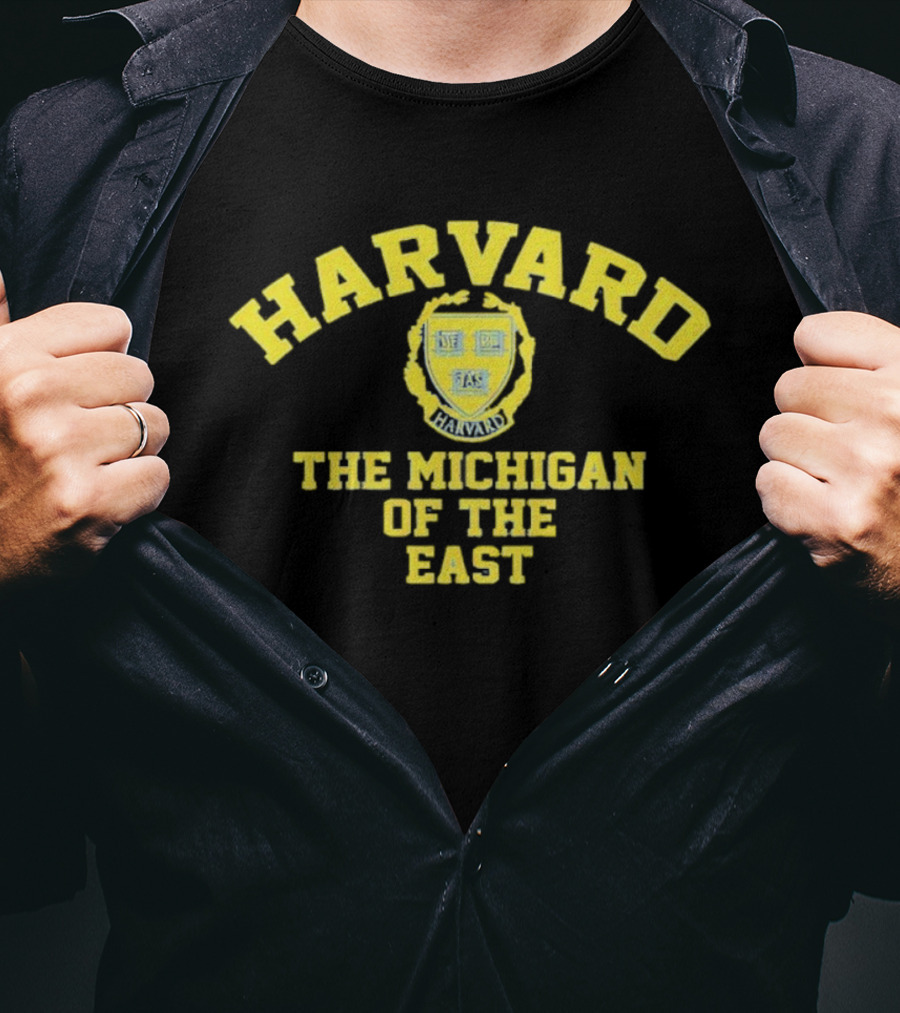 Harvard The Michigan Of The East Yellow Crest Text T-Shirt