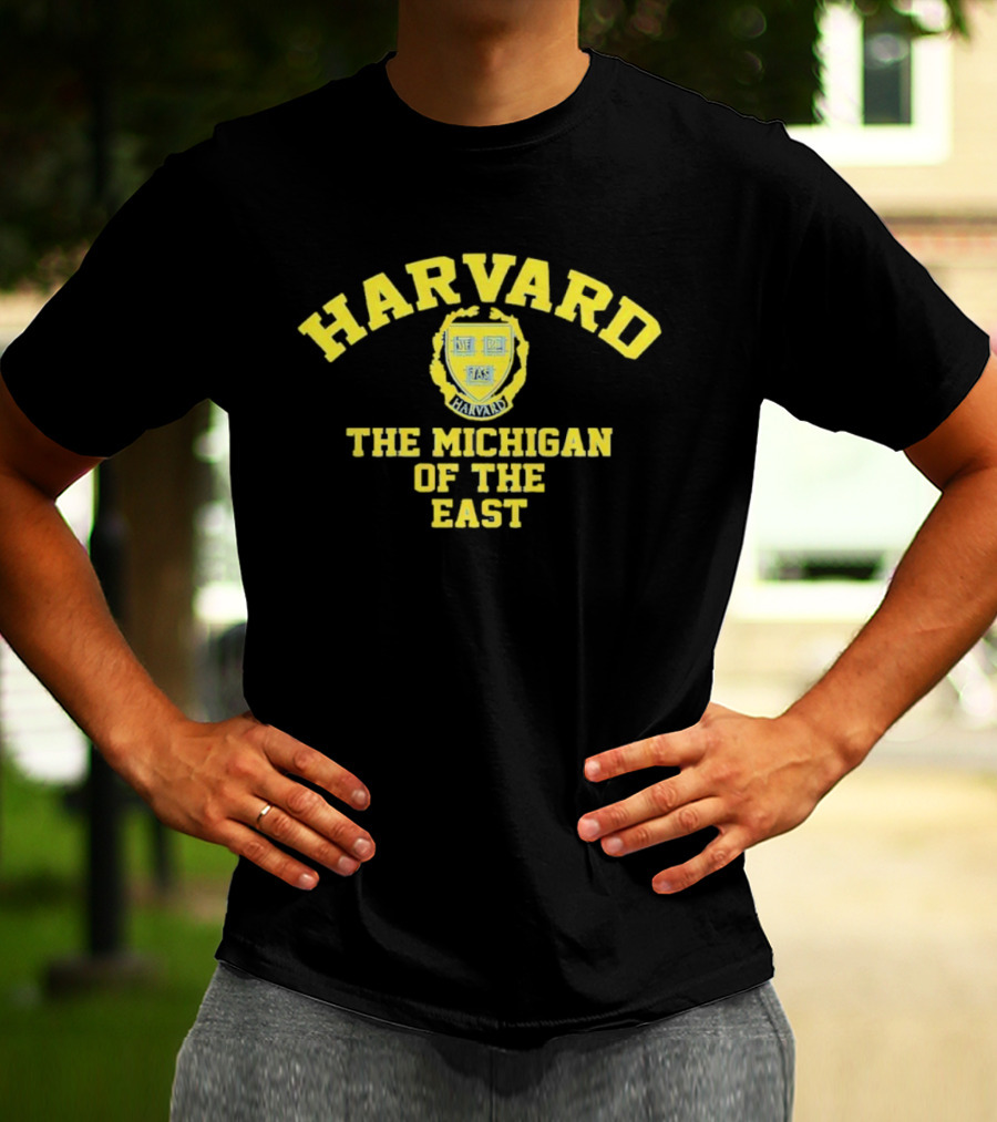 Harvard The Michigan Of The East Yellow Crest Text T-Shirt