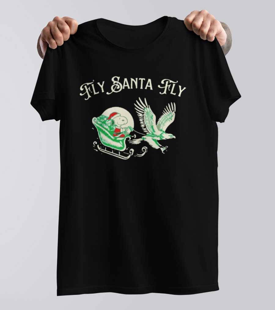 Snoopy Fly Santa Fly Philadelphia Eagles T-Shirt