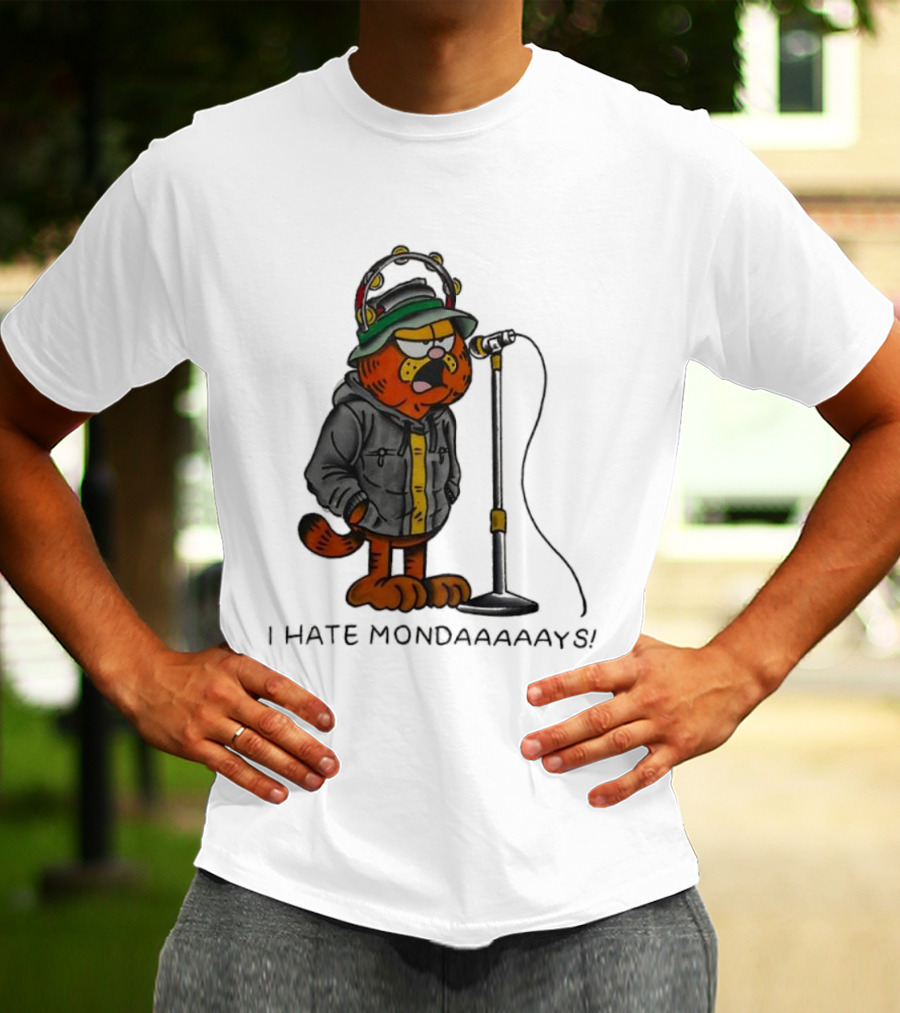 Garf Cat I Hate Mondaaaaays And Bucket Hat Microphone T-Shirt