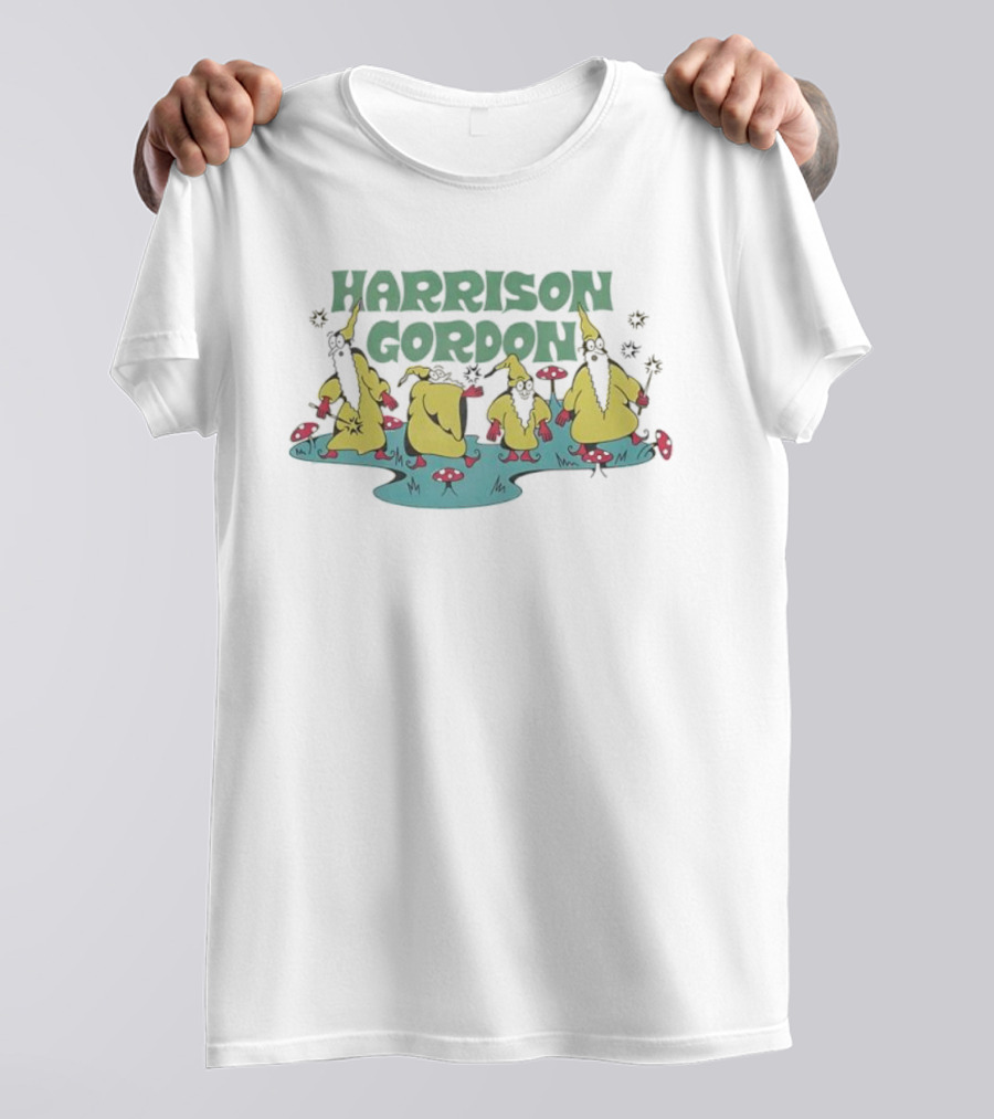 Harrison Gordon Four Gnomes In Yellow With Mushrooms T-Shirt