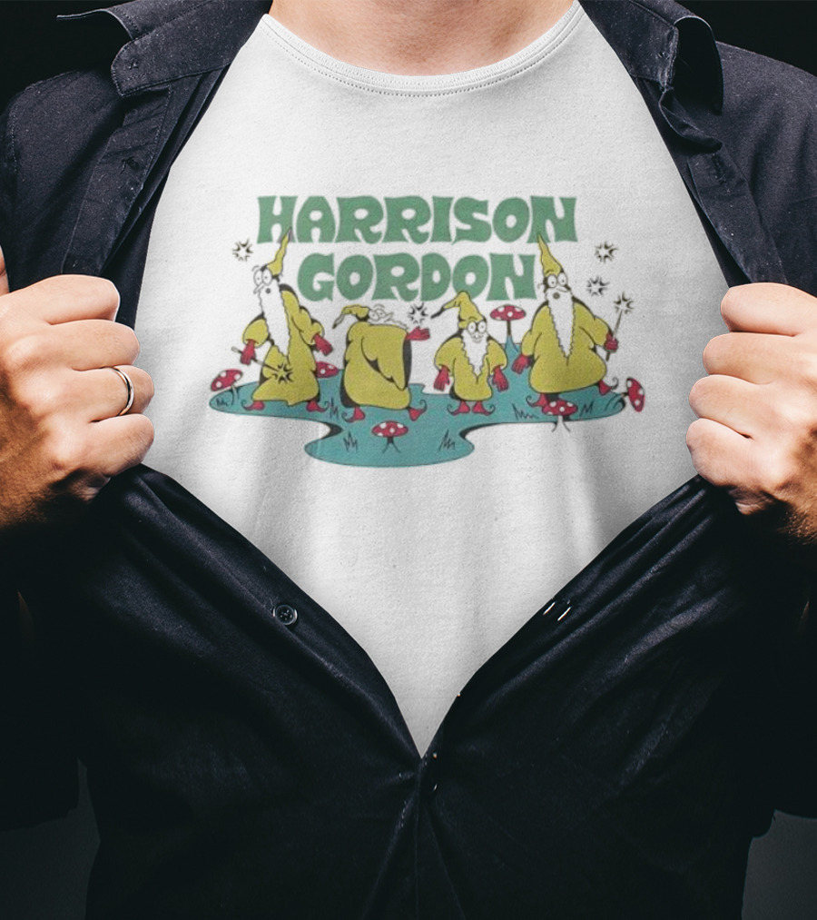 Harrison Gordon Four Gnomes In Yellow With Mushrooms T-Shirt