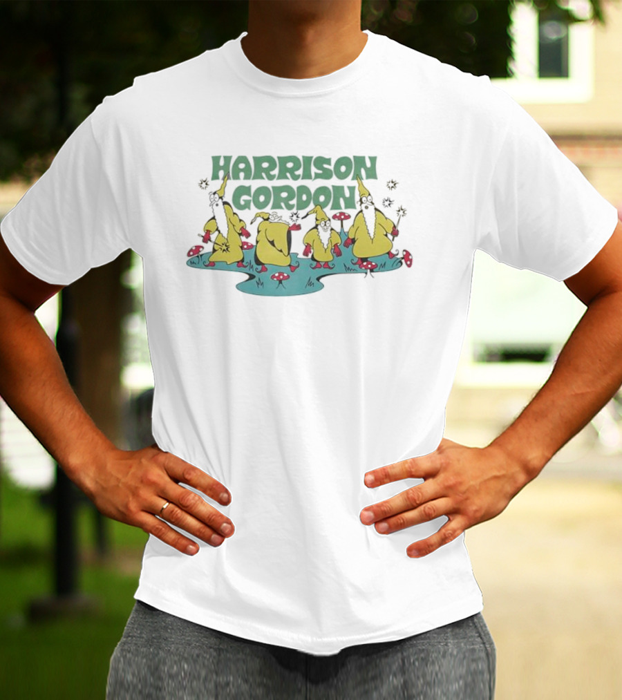 Harrison Gordon Four Gnomes In Yellow With Mushrooms T-Shirt