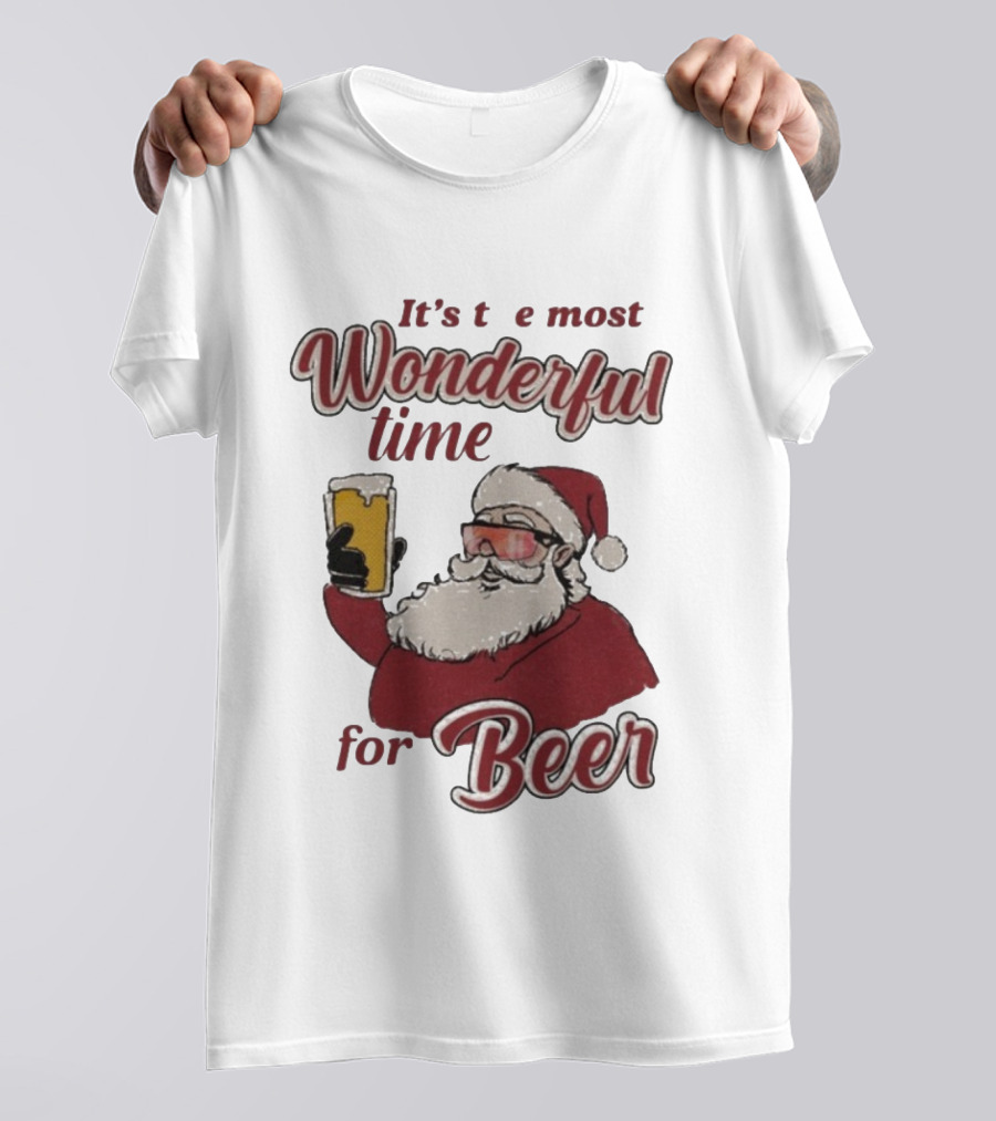 It's The Most Wonderful Time For Beer Christmas Santa T-Shirt