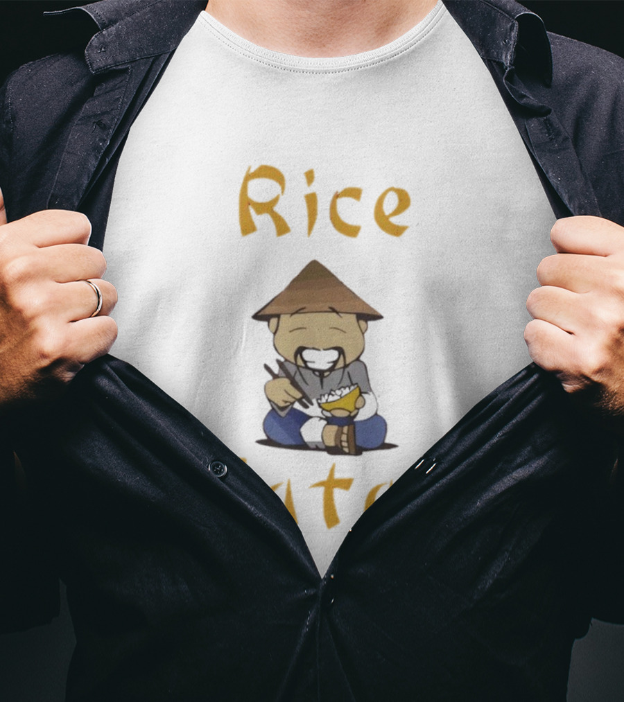 Rice Eatah Character With Straw Hat And Bowl T-Shirt